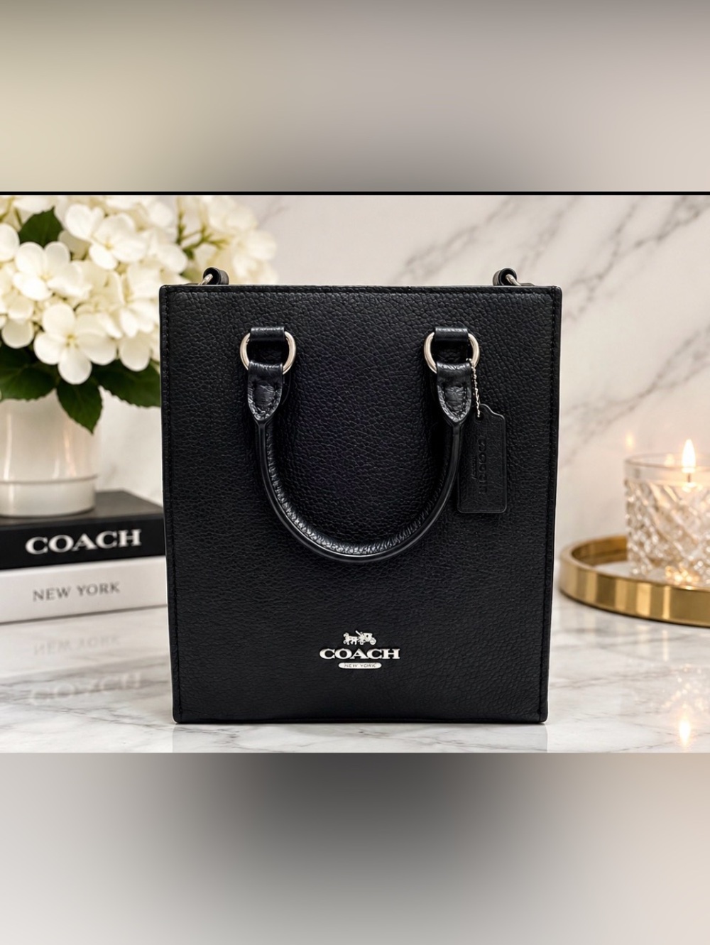 Coach Dylan Tote Bag 💼 Black Pebbled Leather Unisex
